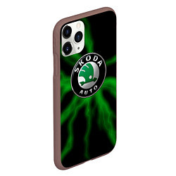 Чехол iPhone 11 Pro матовый Skoda - Гроза, цвет: 3D-коричневый — фото 2