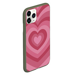 Чехол iPhone 11 Pro матовый Сердца LOVE, цвет: 3D-темно-зеленый — фото 2