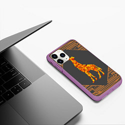 Чехол iPhone 11 Pro матовый Жираф из листьев, цвет: 3D-фиолетовый — фото 2