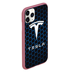 Чехол iPhone 11 Pro матовый Tesla Соты, цвет: 3D-малиновый — фото 2