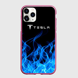 Чехол iPhone 11 Pro матовый Tesla Fire, цвет: 3D-малиновый