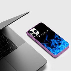 Чехол iPhone 11 Pro матовый Tesla Fire, цвет: 3D-фиолетовый — фото 2