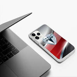 Чехол iPhone 11 Pro матовый Tesla - Logo Style, цвет: 3D-белый — фото 2