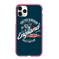 Чехол iPhone 11 Pro матовый Англия England, цвет: 3D-малиновый