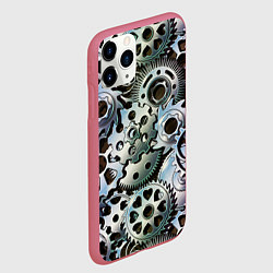 Чехол iPhone 11 Pro матовый Стимпанк шестеренки Steampunk, цвет: 3D-малиновый — фото 2