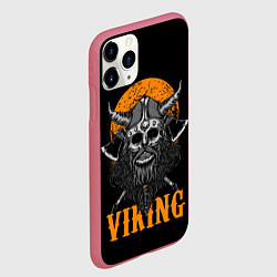 Чехол iPhone 11 Pro матовый ЧЕРЕП ВИКИНГА VIKINGS SKULL, цвет: 3D-малиновый — фото 2