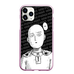 Чехол iPhone 11 Pro матовый One Punch Man - Сайтама Ванпанчмен, цвет: 3D-розовый