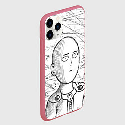 Чехол iPhone 11 Pro матовый Ванпанчмен Сайтама - Saitama, цвет: 3D-малиновый — фото 2