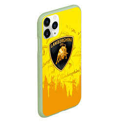 Чехол iPhone 11 Pro матовый Lamborghini pattern gold, цвет: 3D-салатовый — фото 2