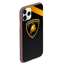 Чехол iPhone 11 Pro матовый Lamborghini геометрия, цвет: 3D-коричневый — фото 2