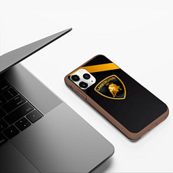 Чехол iPhone 11 Pro матовый Lamborghini геометрия, цвет: 3D-коричневый — фото 2