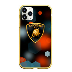 Чехол iPhone 11 Pro матовый Lamborghini - Размытие, цвет: 3D-желтый