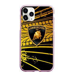 Чехол iPhone 11 Pro матовый Lamborghini - Следы от шин, цвет: 3D-розовый