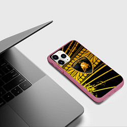 Чехол iPhone 11 Pro матовый Lamborghini - Следы от шин, цвет: 3D-малиновый — фото 2