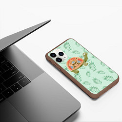 Чехол iPhone 11 Pro матовый Черепашка и листья, цвет: 3D-коричневый — фото 2