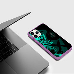 Чехол iPhone 11 Pro матовый МАСКА И ТАТУИРОВКА СЯО XIAO ГЕНШИН, цвет: 3D-фиолетовый — фото 2