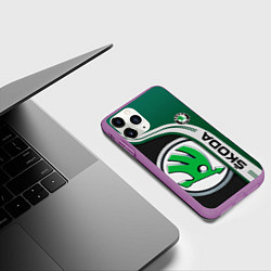 Чехол iPhone 11 Pro матовый SKODA AUTO ШКОДА АВТО, цвет: 3D-фиолетовый — фото 2