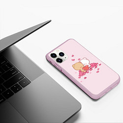 Чехол iPhone 11 Pro матовый Влюблённые Плюшевые Мишки Сердца, цвет: 3D-розовый — фото 2