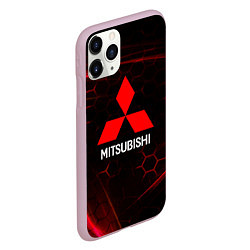 Чехол iPhone 11 Pro матовый Mitsubishi красные соты, цвет: 3D-розовый — фото 2