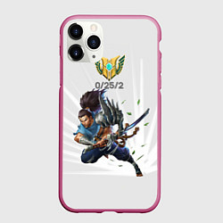 Чехол iPhone 11 Pro матовый Yasuo Meme, цвет: 3D-малиновый
