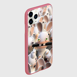 Чехол iPhone 11 Pro матовый Куча бешеных кроликов, цвет: 3D-малиновый — фото 2