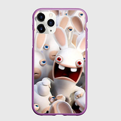 Чехол iPhone 11 Pro матовый Бешеные кролики в толпе, цвет: 3D-фиолетовый