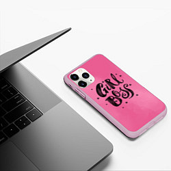 Чехол iPhone 11 Pro матовый Girl Boss!, цвет: 3D-розовый — фото 2