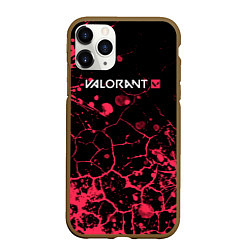 Чехол iPhone 11 Pro матовый Valorant: Брызги красок трещины, цвет: 3D-коричневый