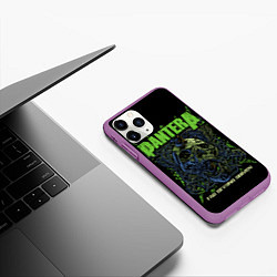 Чехол iPhone 11 Pro матовый Pantera green череп, цвет: 3D-фиолетовый — фото 2