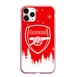 Чехол iPhone 11 Pro матовый FC ARSENAL WINTER ФК АРСЕНАЛ ЗИМНИЙ СТИЛЬ, цвет: 3D-розовый