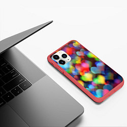 Чехол iPhone 11 Pro матовый Множество капель любви образует море, цвет: 3D-красный — фото 2