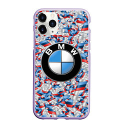 Чехол iPhone 11 Pro матовый BMW M PATTERN LOGO, цвет: 3D-светло-сиреневый