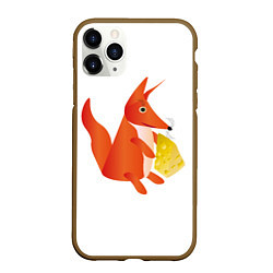 Чехол iPhone 11 Pro матовый Fox poligonal with bit of cheese, цвет: 3D-коричневый