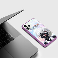 Чехол iPhone 11 Pro матовый Канеки Кен арт, цвет: 3D-фиолетовый — фото 2