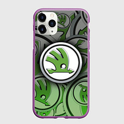 Чехол iPhone 11 Pro матовый Skoda Carbone Pattern, цвет: 3D-фиолетовый