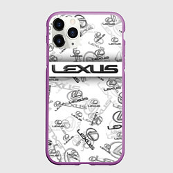 Чехол iPhone 11 Pro матовый LEXUS BIG EMBLEMA PATTERN, цвет: 3D-фиолетовый