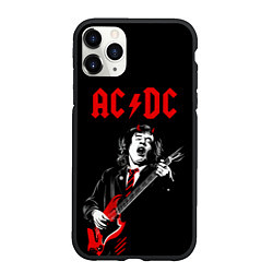Чехол iPhone 11 Pro матовый AC DC Ангус Янг гитарист, цвет: 3D-черный