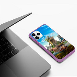 Чехол iPhone 11 Pro матовый Horizon Forbidden West - разрушенный мост, цвет: 3D-фиолетовый — фото 2