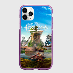 Чехол iPhone 11 Pro матовый Horizon Forbidden West - разрушенный мост, цвет: 3D-фиолетовый