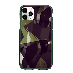 Чехол iPhone 11 Pro матовый БРОНИРОВАННЫЙ ЛЕСНОЙ КАМУФЛЯЖ, цвет: 3D-темно-зеленый
