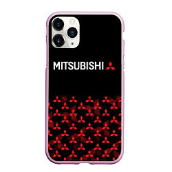 Чехол iPhone 11 Pro матовый MITSUBISHI HALF PATTERN, цвет: 3D-розовый