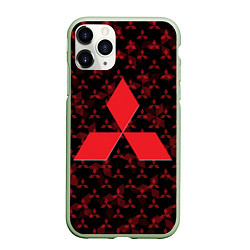 Чехол iPhone 11 Pro матовый MITSUBISHI BIG LOGO PATTERN, цвет: 3D-салатовый