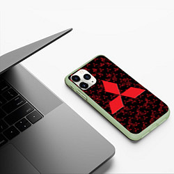 Чехол iPhone 11 Pro матовый MITSUBISHI BIG LOGO PATTERN, цвет: 3D-салатовый — фото 2