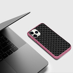 Чехол iPhone 11 Pro матовый Стеганка кожа, цвет: 3D-малиновый — фото 2