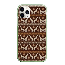 Чехол iPhone 11 Pro матовый Жирафы Африка паттерн