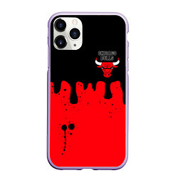 Чехол iPhone 11 Pro матовый Chicago Bulls Чикаго Буллз Логотип, цвет: 3D-светло-сиреневый