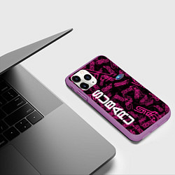 Чехол iPhone 11 Pro матовый SUBARU STI PATTERN, цвет: 3D-фиолетовый — фото 2
