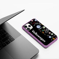 Чехол iPhone 11 Pro матовый Volkswagen Group Half Pattern, цвет: 3D-фиолетовый — фото 2