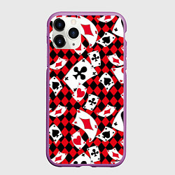 Чехол iPhone 11 Pro матовый Карты масти, цвет: 3D-фиолетовый