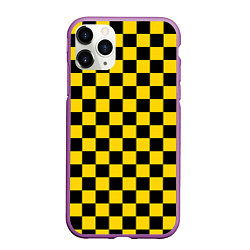 Чехол iPhone 11 Pro матовый Такси Шахматные Клетки, цвет: 3D-фиолетовый